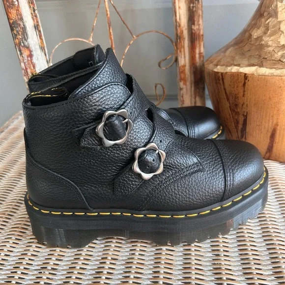 Dr. Martens Devon Flower Buckle Platform Boots – Black | Size 10 grunge goth - Picture 6 of 12